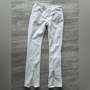 BNWT Frame Denim White Cut Off Waist Boot Slit